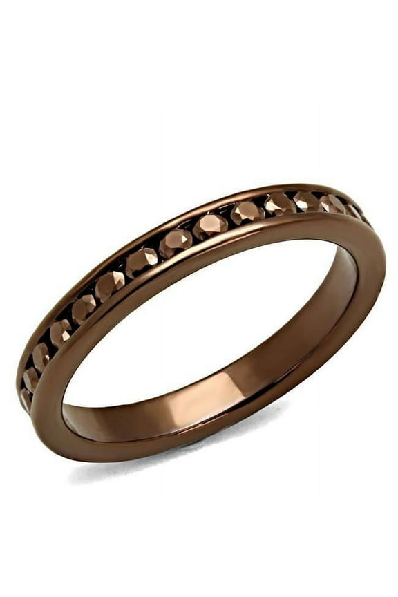 Women IP Coffee Light Brass Ring with AAA Grade CZ in Brown - Size 6