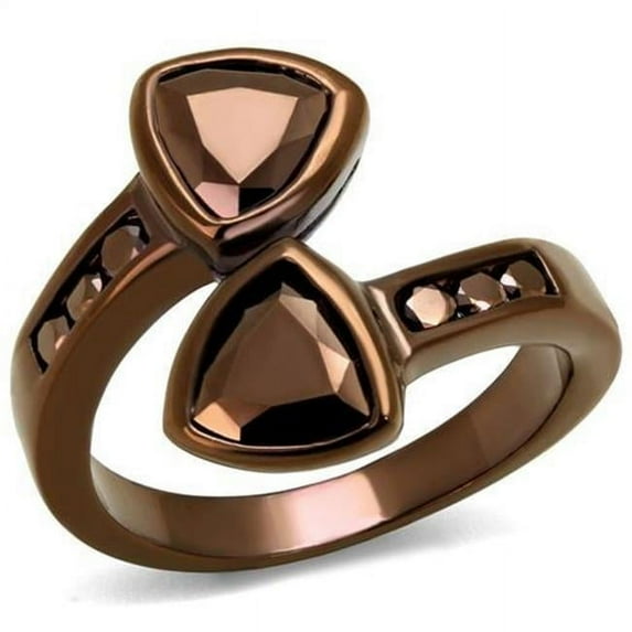 Women IP Coffee Light Brass Ring with AAA Grade CZ in Light Coffee - Size 10