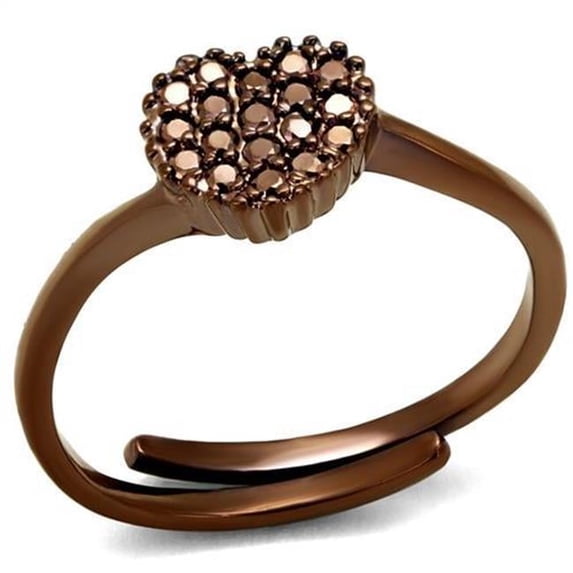 Women IP Coffee Light Brass Ring with AAA Grade CZ in Light Coffee - Size 6