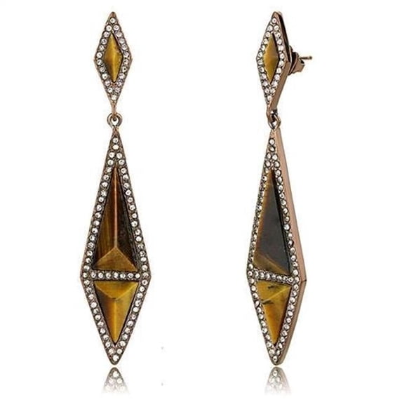 Women IP Coffee Light Stainless Steel Earrings with Synthetic in Topaz