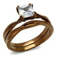 thumbnail image 1 of Women IP Coffee Light Stainless Steel Ring with AAA Grade CZ in Clear - Size 5, 1 of 1