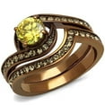 thumbnail image 1 of Women IP Coffee Light Stainless Steel Ring with AAA Grade CZ in Topaz - Size 9, 1 of 1