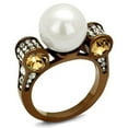 thumbnail image 1 of Women IP Coffee Light Stainless Steel Ring with Synthetic in White - Size 8, 1 of 1