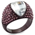 thumbnail image 1 of Women IP Dark Brown Stainless Steel Ring with AAA Grade CZ in Clear - Size 5, 1 of 1