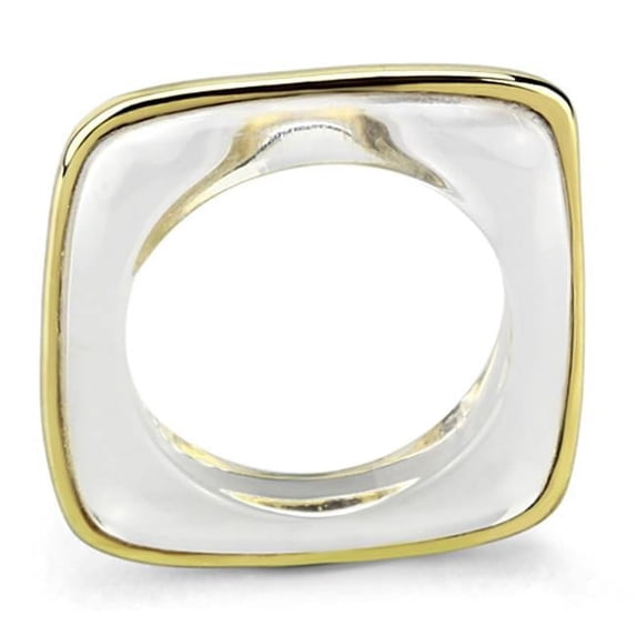 Women IP Gold Brass Ring with Synthetic in Clear - Size 8