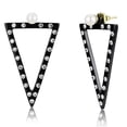 thumbnail image 1 of Women IP Gold & IP Black Stainless Steel Earrings with Synthetic in White, 1 of 1