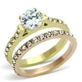 thumbnail image 1 of Women IP Gold & IP Rose Gold Stainless Steel Ring with AAA Grade CZ in Clear - Size 7, 1 of 1