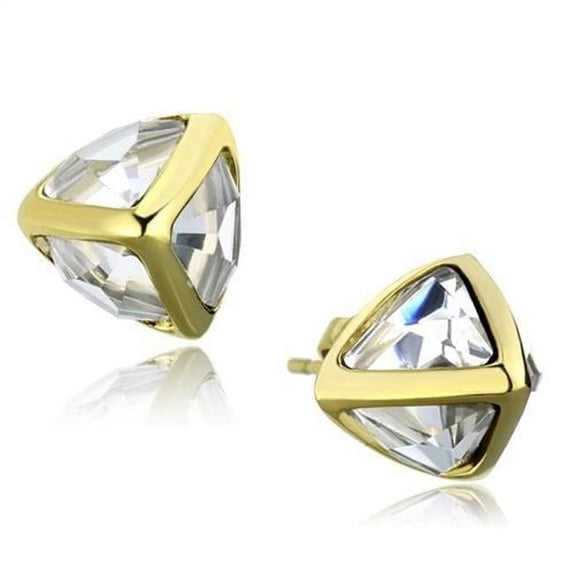 Women IP Gold Stainless Steel Earrings with Synthetic in Clear