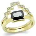 thumbnail image 1 of Women IP Gold Stainless Steel Ring with AAA Grade CZ in Black Diamond - Size 10, 1 of 1