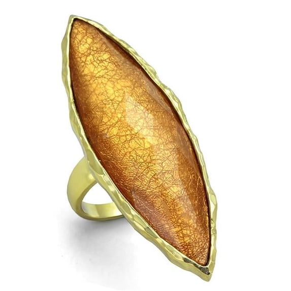 Women IP Gold Stainless Steel Ring with Synthetic in Orange - Size 8