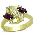 thumbnail image 1 of Women IP Gold Stainless Steel Ring with Top Grade Crystal in Amethyst - Size 10, 1 of 1