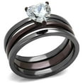 thumbnail image 1 of Women IP Light Black & IP Dark Brown Stainless Steel Ring with AAA Grade CZ in Clear - Size 9, 1 of 1