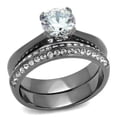 thumbnail image 1 of Women IP Light Black Stainless Steel Ring with AAA Grade CZ in Clear - Size 6, 1 of 1