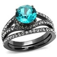 thumbnail image 1 of Women IP Light Black Stainless Steel Ring with Top Grade Crystal in Blue Zircon - Size 6, 1 of 1