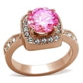 thumbnail image 1 of Women IP Rose Gold Brass Ring with AAA Grade CZ in Light Rose - Size 6, 1 of 1
