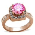 thumbnail image 1 of Women IP Rose Gold Brass Ring with AAA Grade CZ in Light Rose - Size 9, 1 of 1