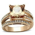thumbnail image 1 of Women IP Rose Gold Stainless Steel Ring with AAA Grade CZ in Champagne - Size 10, 1 of 1