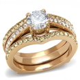 thumbnail image 1 of Women IP Rose Gold Stainless Steel Ring with AAA Grade CZ in Clear - Size 9, 1 of 1