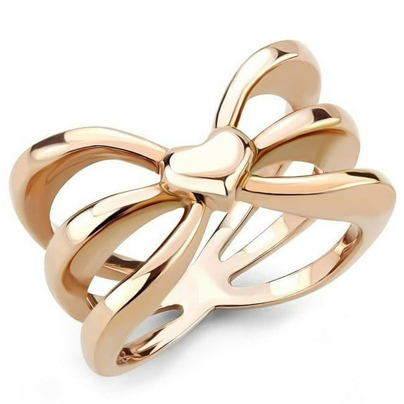 Women IP Rose Gold Stainless Steel Ring with No Stone in No Stone - Size 7