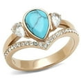 thumbnail image 1 of Women IP Rose Gold Stainless Steel Ring with Synthetic in Sea Blue - Size 8, 1 of 1
