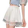 thumbnail image 1 of Women Ice Silk Half Slip Shorts for Under Dresses Lace Edge Underpants Safety Pant Wide Leg Loose Pettipants Knickers, 1 of 8