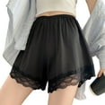 thumbnail image 1 of Women Ice Silk Half Slip Shorts for Under Dresses Lace Edge Underpants Safety Pant Wide Leg Loose Pettipants Knickers, 1 of 9