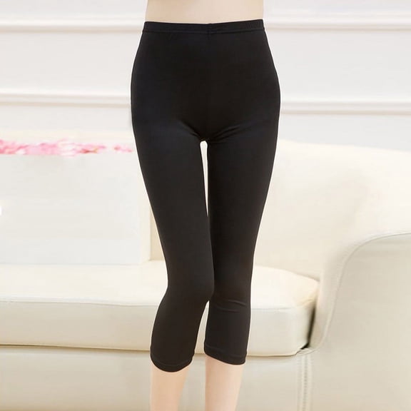 Women Ice Silk High Elastic See Though Sports Skinny Slim Fit Cropped Trousers