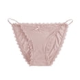 thumbnail image 1 of Women Ice Silk Lace Trim Strap Breathable Thin Panty Briefs,Dusty Pink One Size, 1 of 8