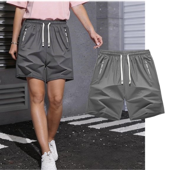 Women Ice Silk Pants Elastic Waist Baggy Shorts Womens Summer Shorts With-Pockets Work Out Shorts Gym For Women