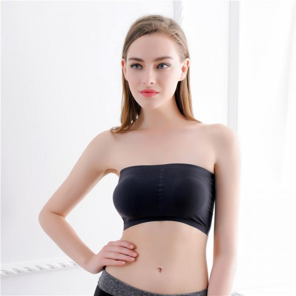 TheLovely Women's Casual Strapless Bandeau Cotton Tube Top w/Built-In  Layer(Bra)