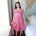 thumbnail image 1 of Women Ice Silk Sleepwear Set Nightdress Homewear Nightwear Pyjamas Female Lace Sleepwear V-neck Nightgown Plus Size 4XL 100kg, 1 of 7