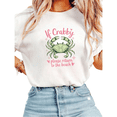 thumbnail image 1 of Women If Crabby Please Return To The Beach Cute Crab Graphic Tees T Shirt Tops Round Neck Cotton T Shirt White S-5XL, 1 of 5