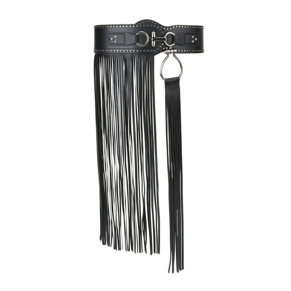 Women Imitation Leather Belt with Tassel Design Adjustable Waist Belt Retro Style Clothing Accessory