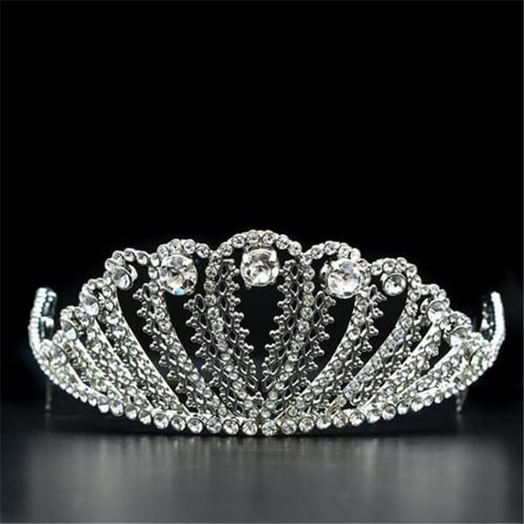 Women Imitation Rhodium Brass Tiaras & Hair Clip with Top Grade Crystal in Clear