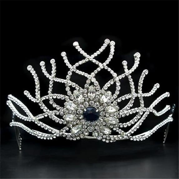 Women Imitation Rhodium Brass Tiaras & Hair Clip with Top Grade Crystal in Montana