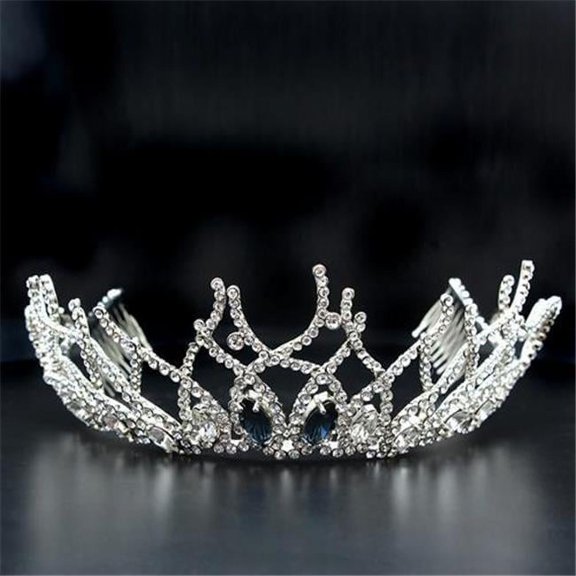 Women Imitation Rhodium Brass Tiaras & Hair Clip with Top Grade Crystal in Montana