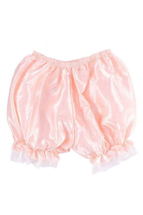 Women Imitation Silk Bloomers Ruffles Lace Trim Panties Victorian Pumpkin Shorts Solid Color Dance Dress Split Skirt Pettipants