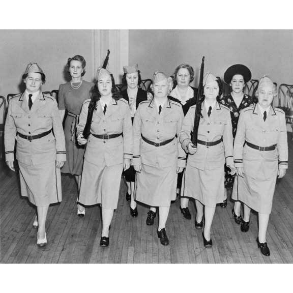 Women In A Civil Defense Unit In Drill Practice Newark History (24 x 18)