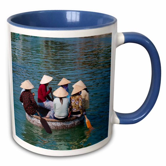 3drose, Women in Bamboo Basket Boats, Nha Trang, Vietnam - As38 Ksu0255 - Keren Su, 11oz Two-tone Blue Mug