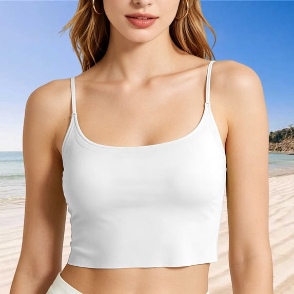 Harpily Tank Tops For Women Solid color with Adjustable Spaghetti Strap and Removable Padded Built in Bra Casual Camisole Tops