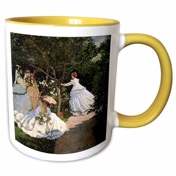 3drose, Women in the Garden, Claude Monet Painting 1865, Pd-us, 11oz Two-tone Yellow Mug