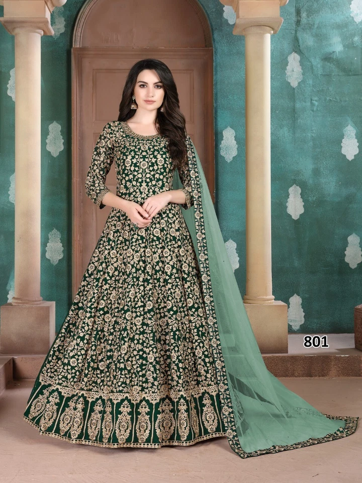 Delisa Designer Anarkali Gown Suit For Women - Indian Pakistani Party Wear Wedding Wear 3-Piece Set