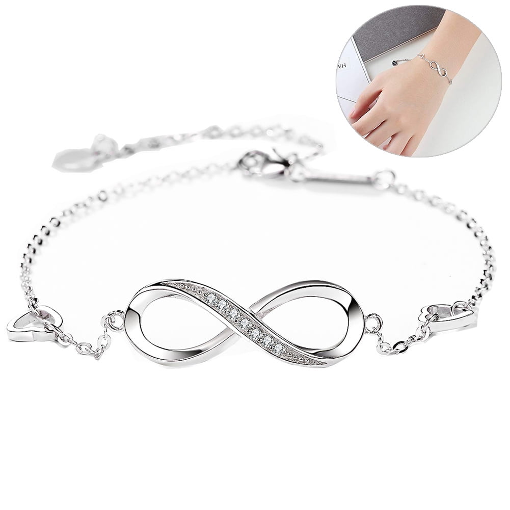 Amazon.com: immobird Infinity Bracelets for Women Sterling Silver Cubic  Zirconia Bracelets Sparkling Charm Endless Love Bracelets for Teen Girls or  Wife: Clothing, Shoes & Jewelry