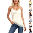 thumbnail image 1 of Women Inner Tank Tops Sleeveless Lace Trim Vest Camisole Shirts White S, 1 of 5