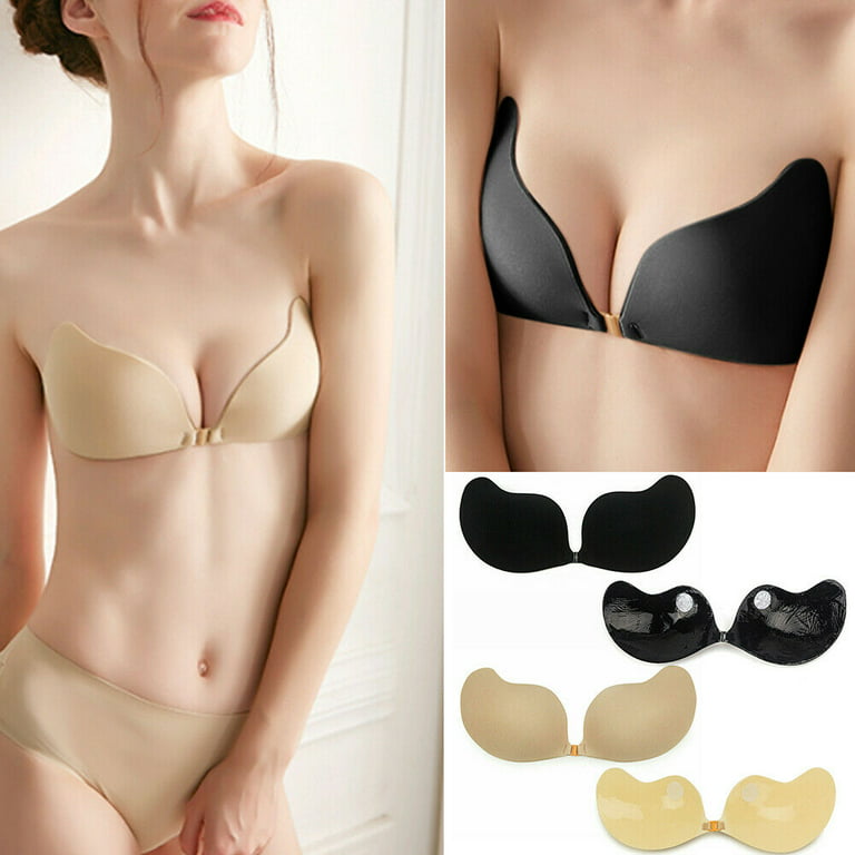 Women Invisible Bra Silicone Gel Strapless Backless Adhesive Stick On Push  Up 