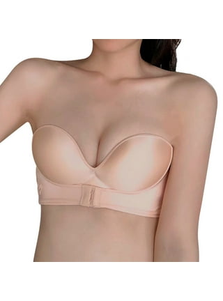 Women Strapless Front Buckle Lift Bra,Wirefree Push Up Non Slip Invisible  Bra