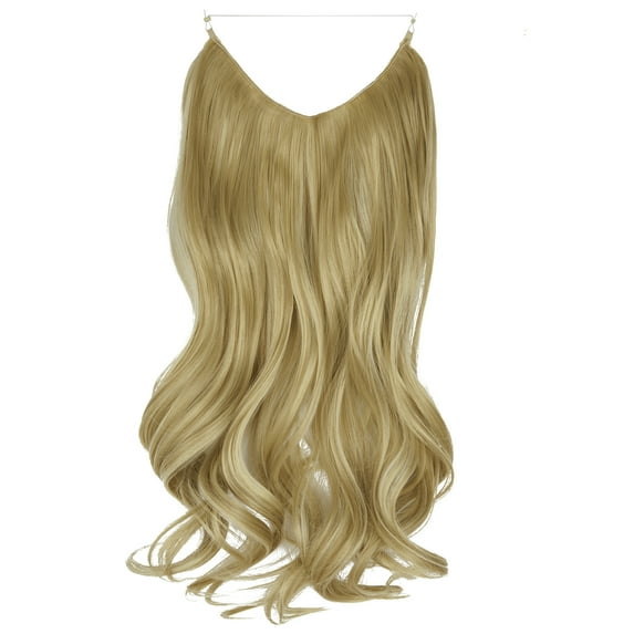 Women Invisible Wire Hair Extensions Hidden No Clip Natural Hair Extensions Long Soft Silky Straight Curly Hairpiece Wavy Hidden Hair Extension Synthetic Hairpieces 18-22 inch Hairpiece