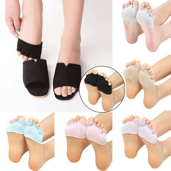 Women Invisible Yoga Sport Socks Non Slip Open Toeless Half Grip Heel Five Finger Cotton Socks Fitness Sport Socks