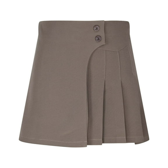 Women Irregular Pleated Skirts with Underneath Shorts Solid Color Button Casual Shorts High Rise A-Line Skorts Scooter Skirt Business office Skort Shorts