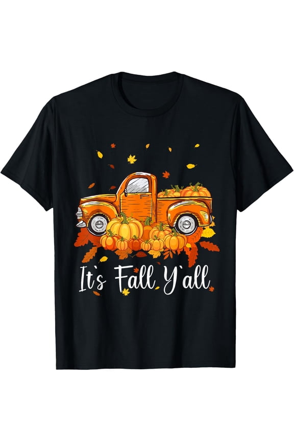 Women It's Fall Y'all Pumpkin Truck Autumn Tree Hello Fall T-Shirt